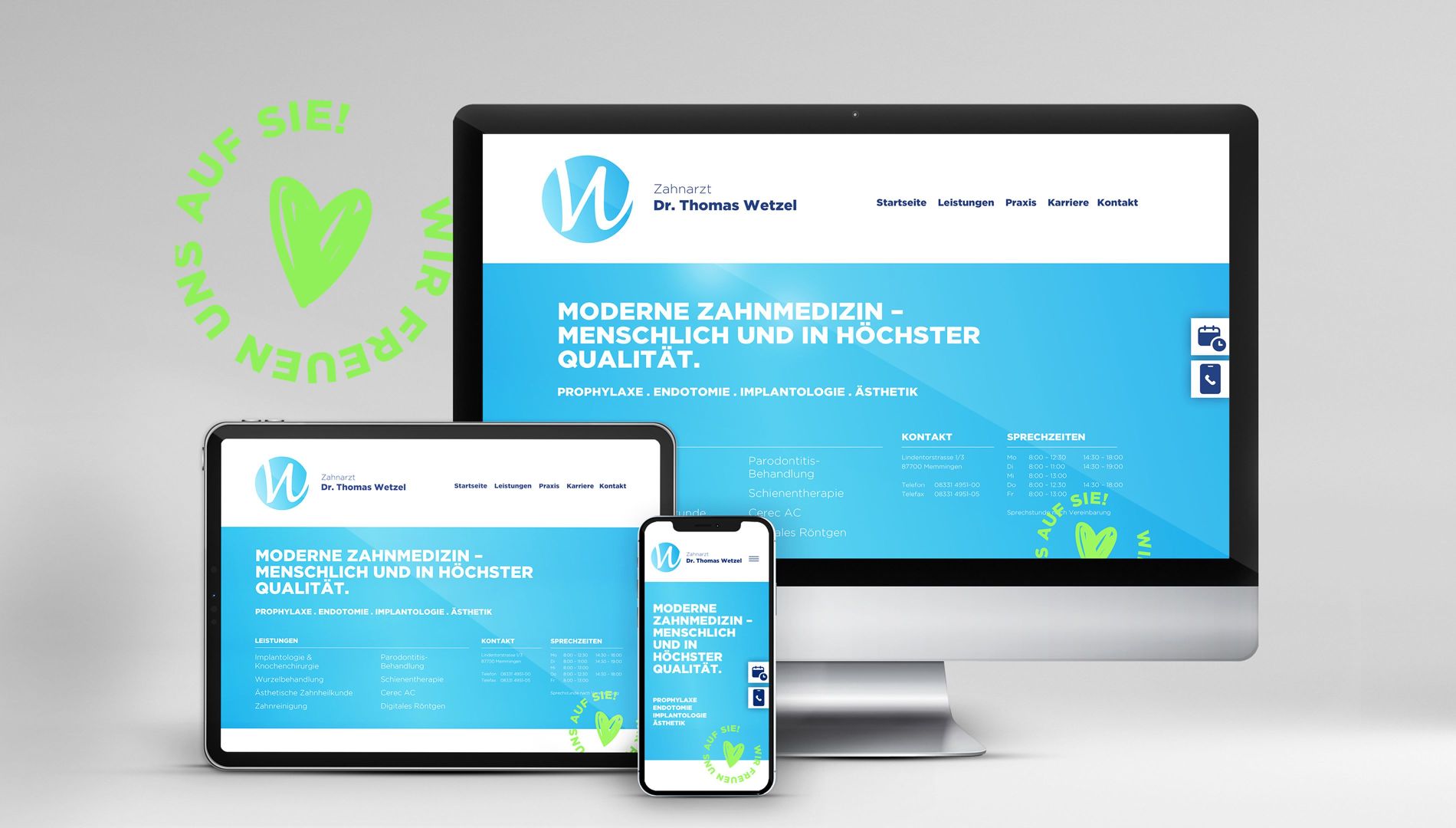 Konversionsstarke Praxis-Website im Responsive Design auf Laptop und Smartphone für Ärzte und MVZs in München.
