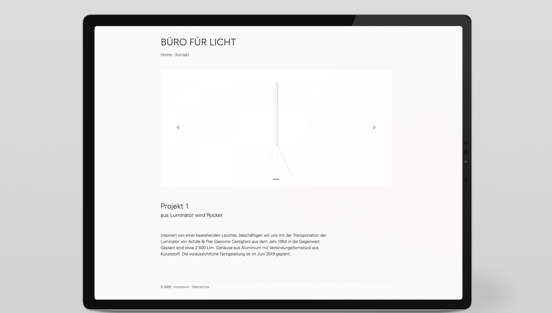 Responsiver Internetauftritt mit Content-Management-System für das Büro für Licht von der Designagentur das formt aus München