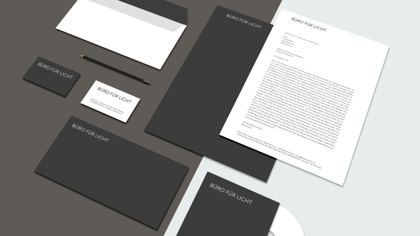 Corporate Design mit Geschäftsausstattung für das Büro für Licht von der Designagentur das formt aus München