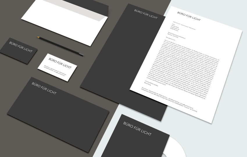 Corporate Design mit Geschäftsausstattung für das Büro für Licht von der Designagentur das formt aus München