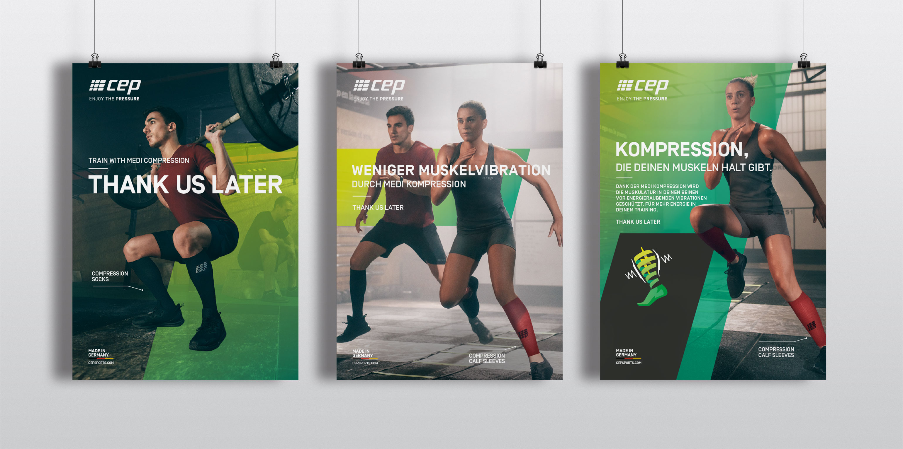 Plakatkampagne und Branddesign für cep sports von der Designagentur das formt aus München