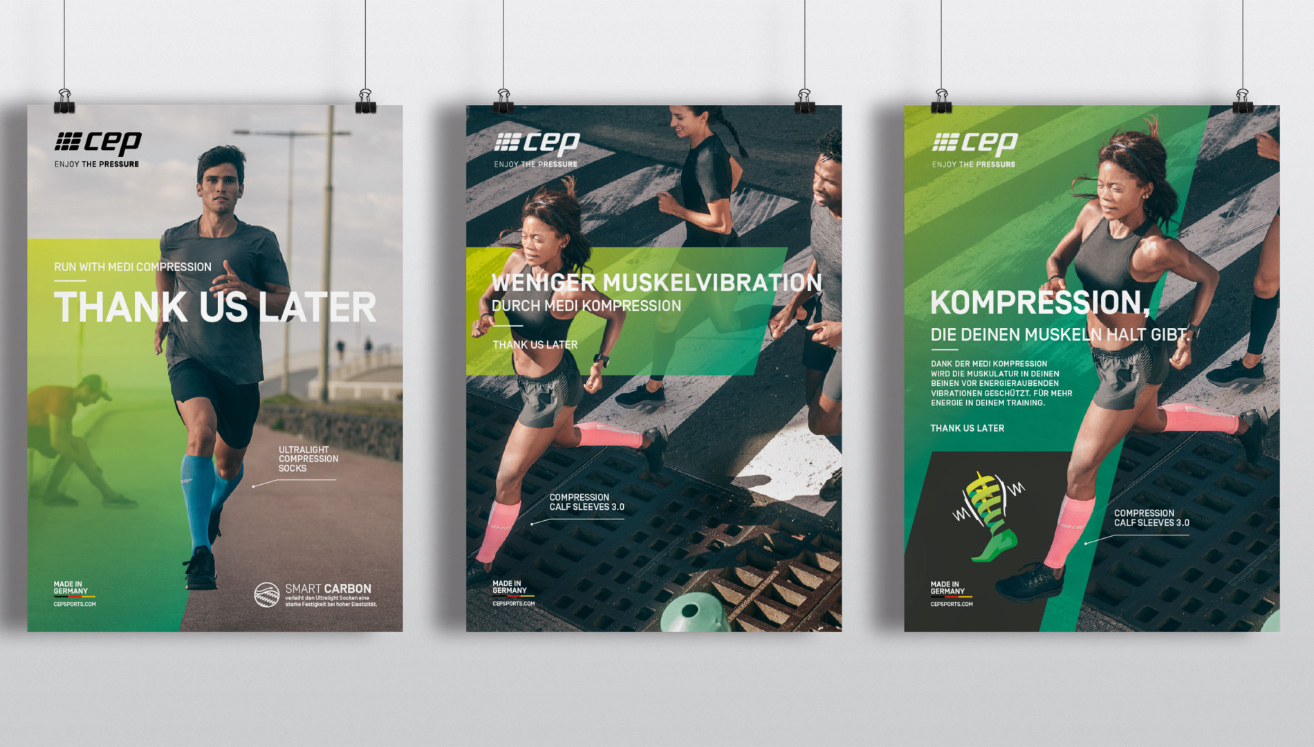 Plakatkampagne und Branddesign für cep sports von der Designagentur das formt aus München