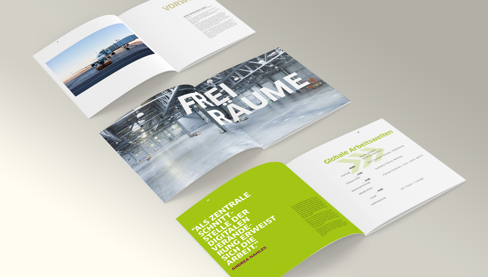 Corporate Design, Messedesign, Orientierungssystem und Printbroschüre von der Werbeagentur das formt aus München