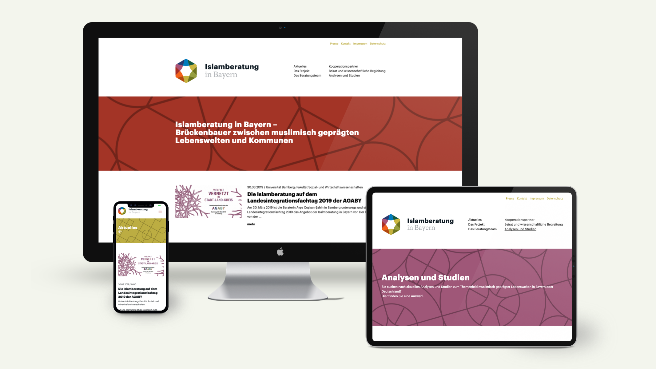 Responsiver Internetauftritt mit Webdesign und Content-Management System für die Islamberatung in Bayern von der Designagentur das formt aus München