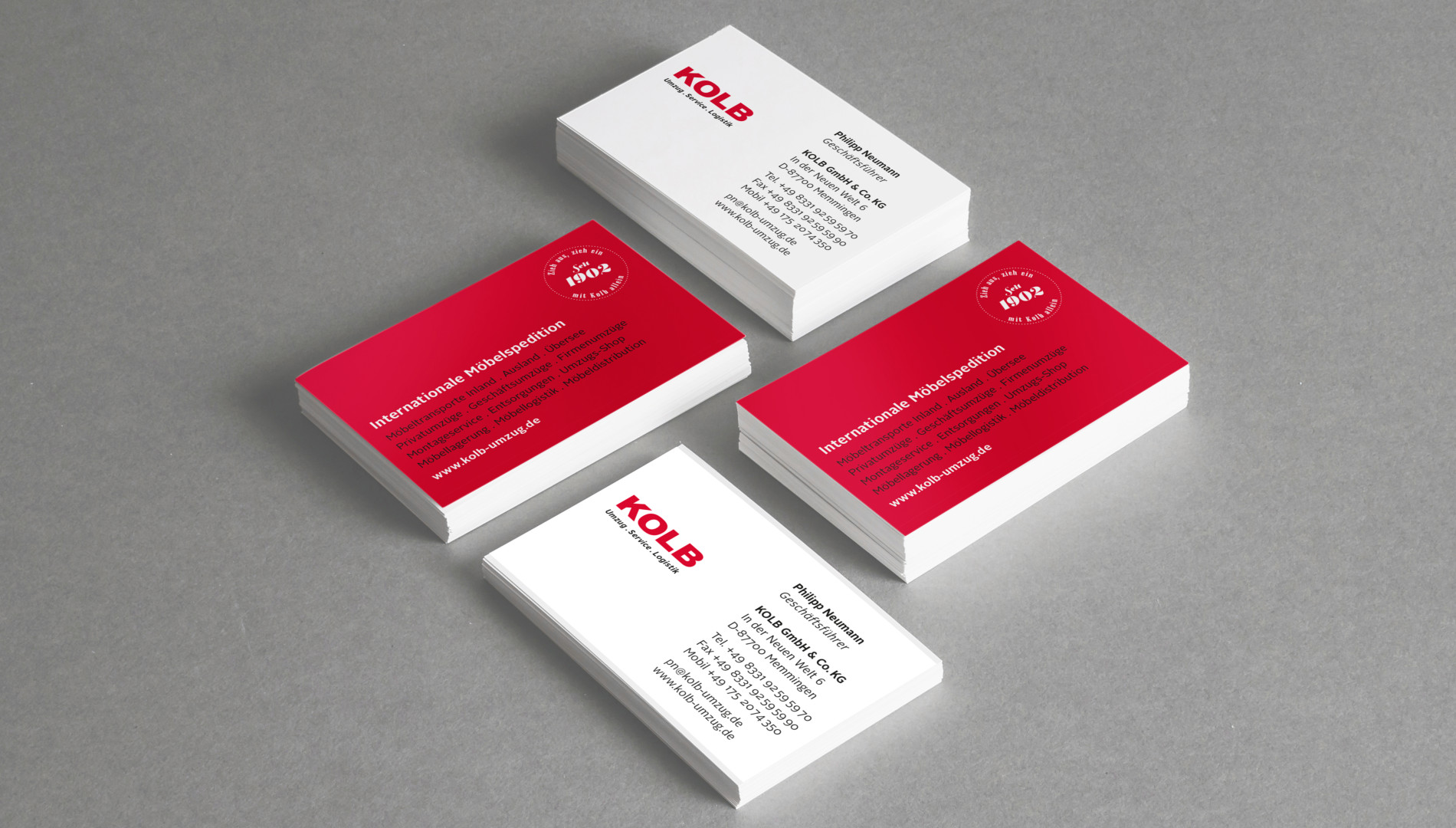 Corporate Design und Geschäftsausstattung für KOLB Umzug . Service . Logistik aus Memmingen von der Designagentur das formt aus München