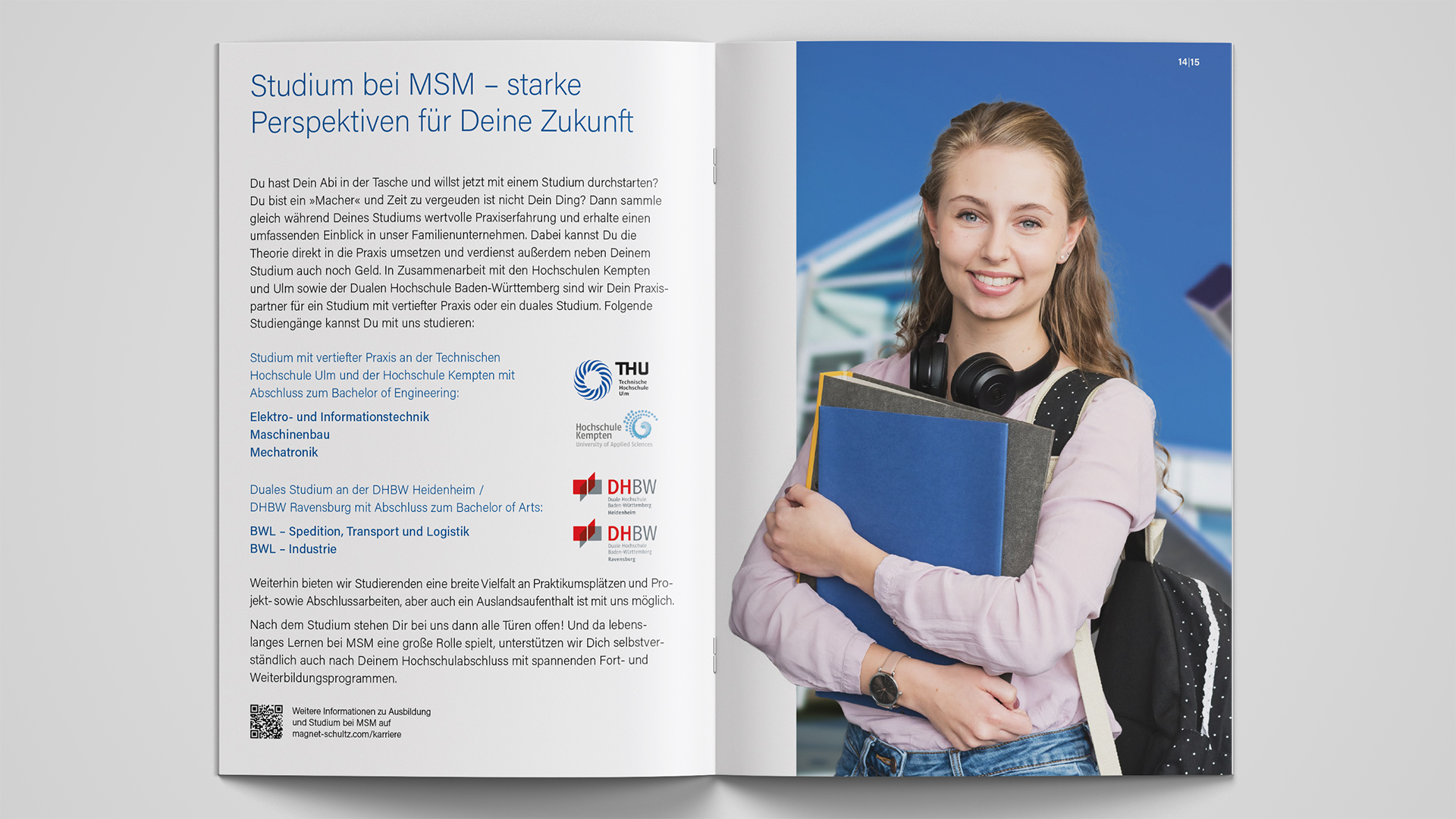 Moderne Ausbildungsbroschüre für Magnet-Schultz GmbH & Co. KG in Memmingen von der Designagentur das formt aus München