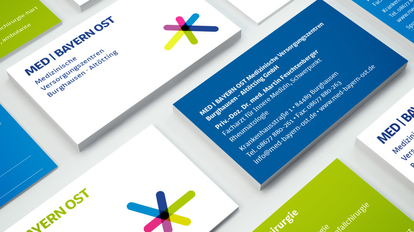 Corporate Design für das MVZ MED Bayern Ost in Burghausen von der Designagentur das formt aus München