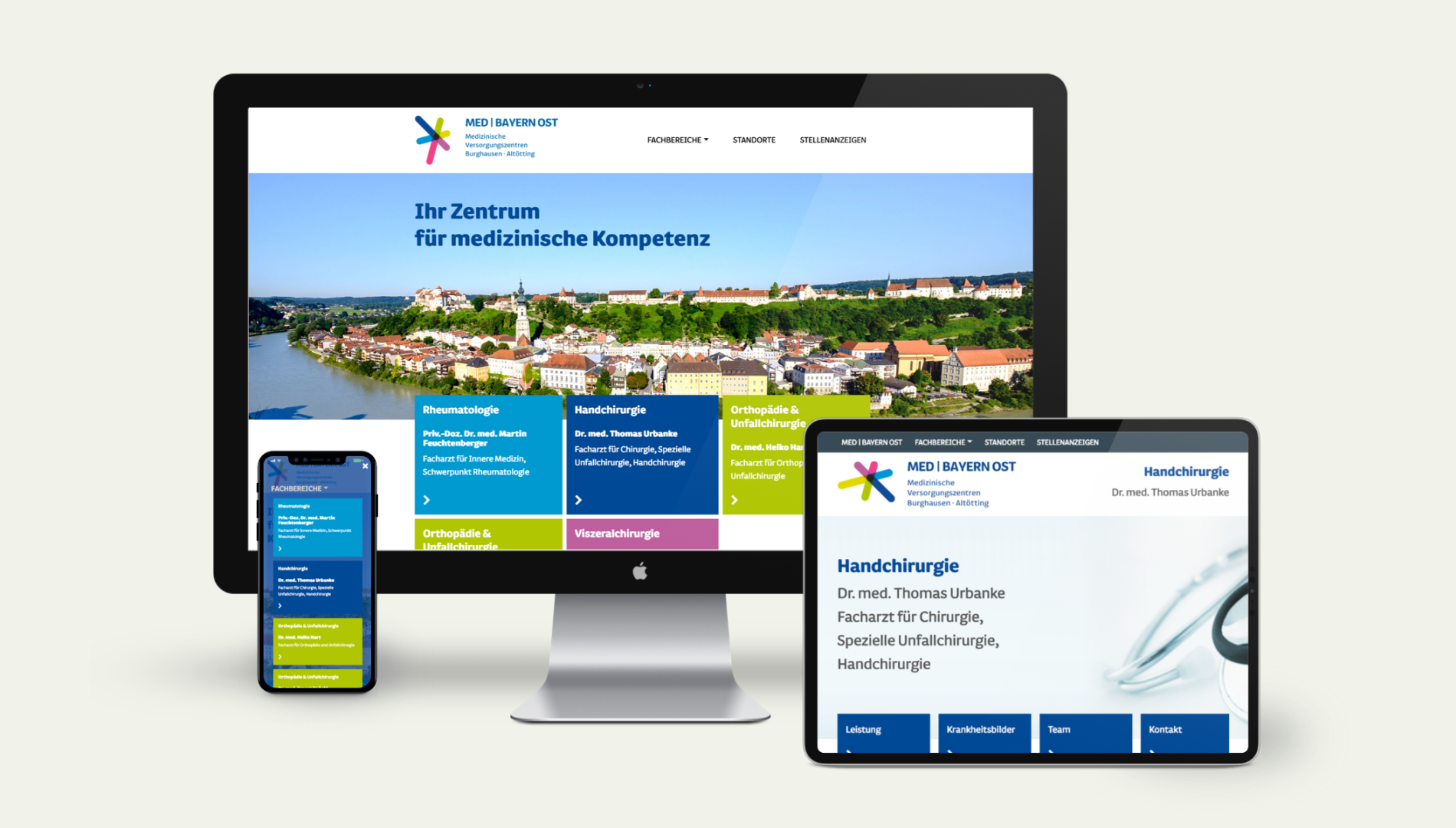 Internetauftritt mit Wordpress Content-Management-System für das MVZ MED Bayern Ost in Burghausen von der Designagentur das formt aus München
