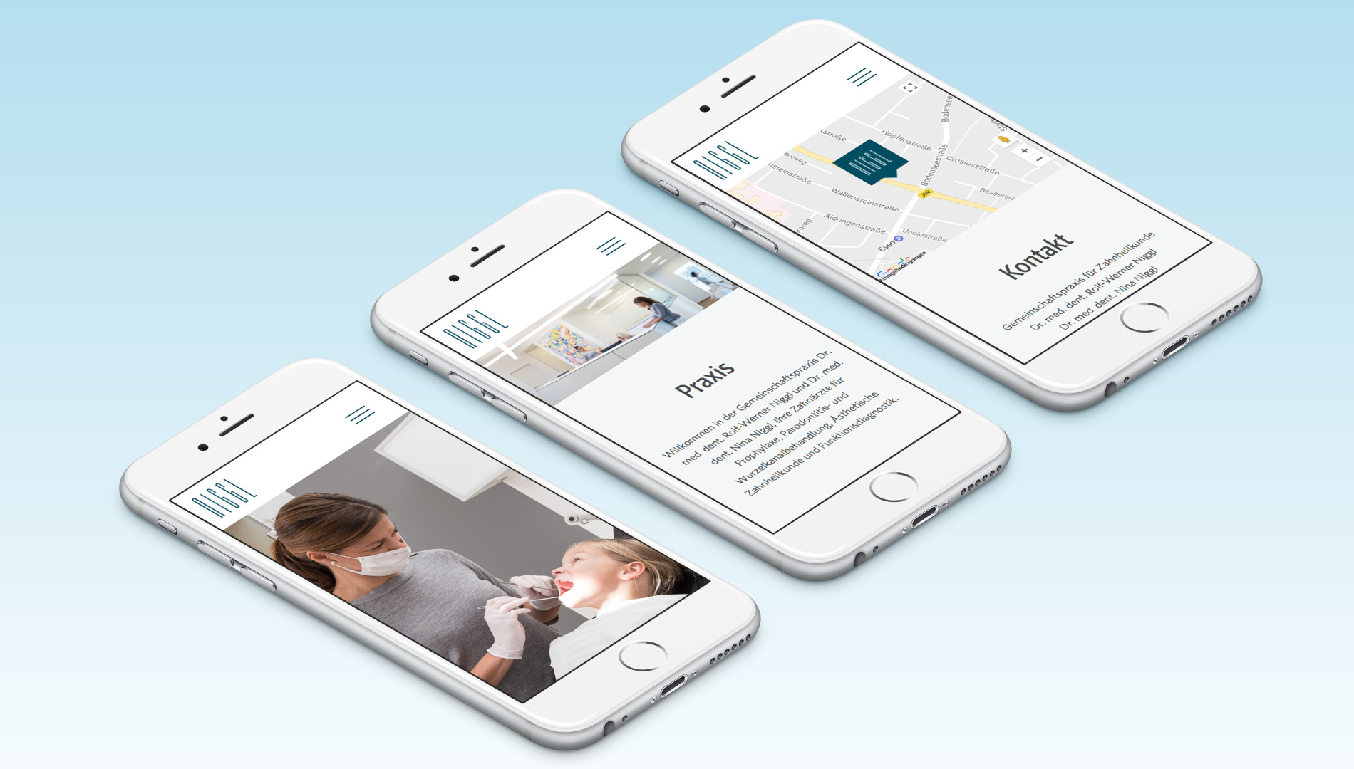 Moderner Interntauftritt mit neuem Corporate Design für die Zahnarztpraxis aus Memmingen von der Designagentur das formt aus München