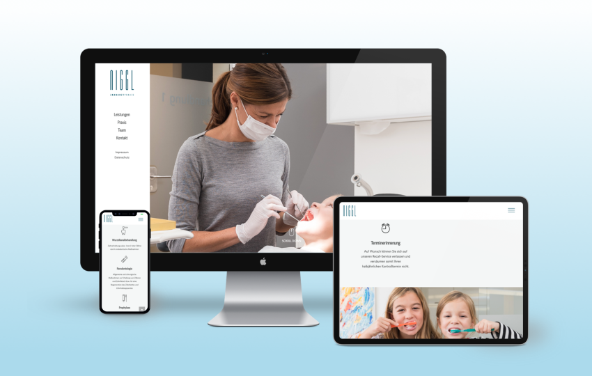 Moderner Interntauftritt mit neuem Corporate Design für Zahnarztpraxis aus Memmingen von der Designagentur das formt aus München