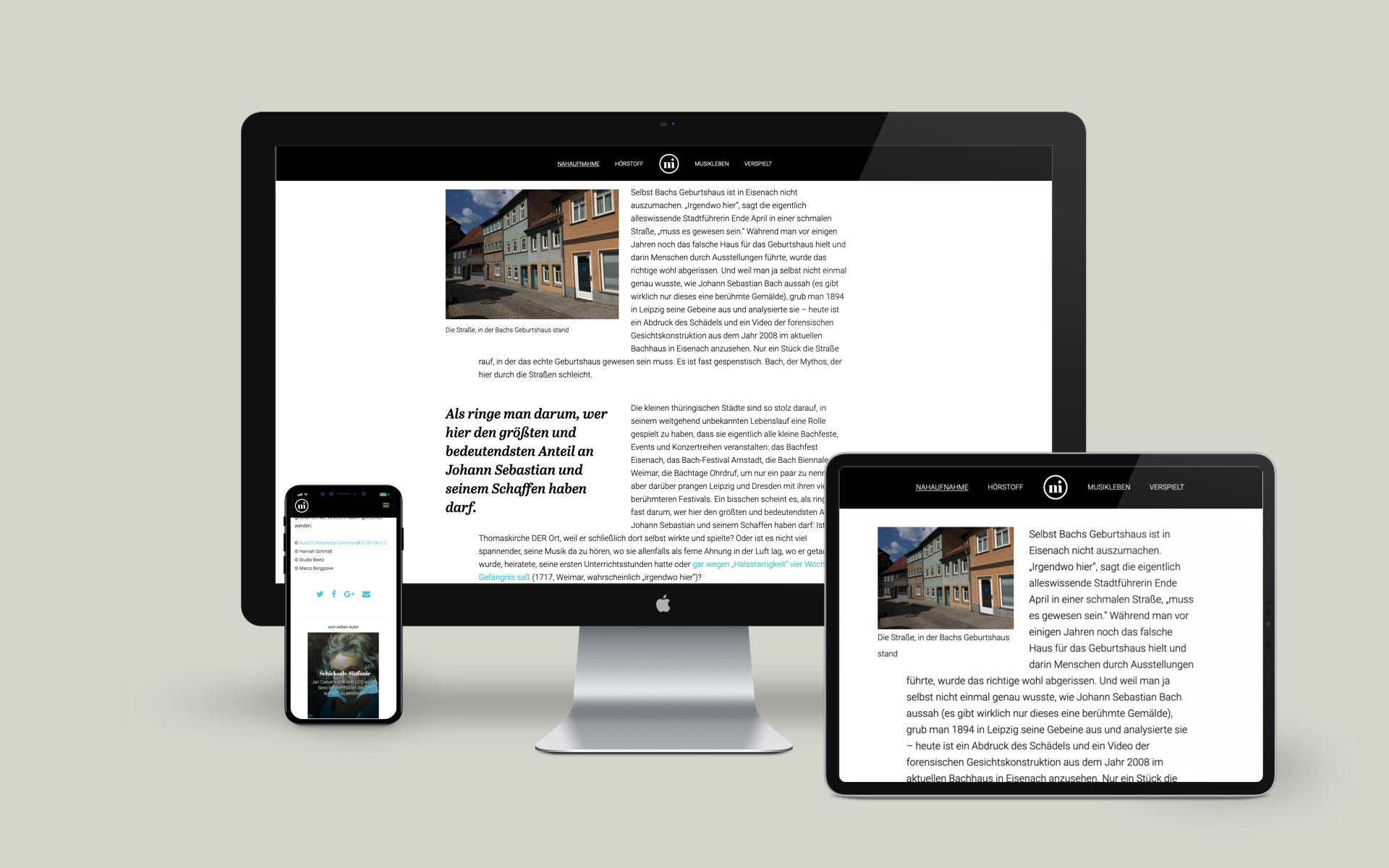 Internetauftritt mit individuellen Content-Management-System für das Magazin niusic von der Designagentur das formt aus München