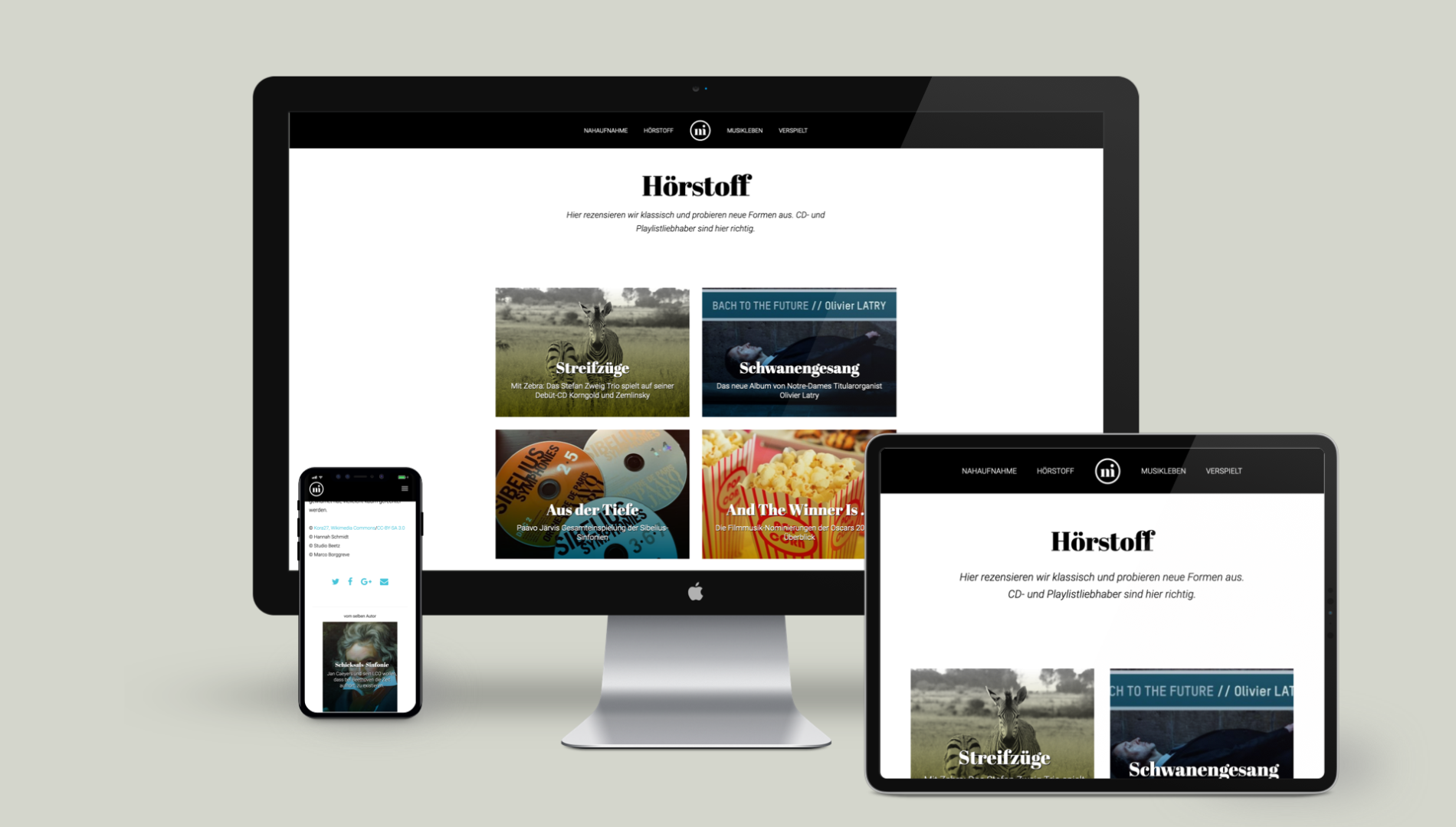 Internetauftritt mit individuellen Content-Management-System für das Magazin niusic von der Designagentur das formt aus München