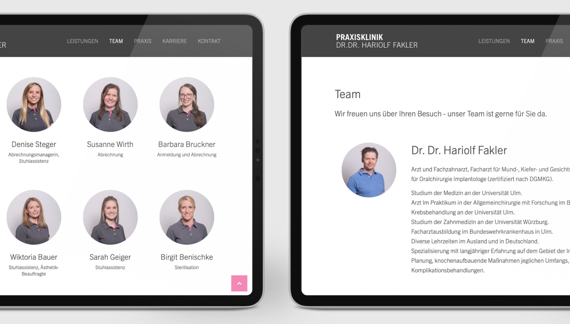 Responsiver Internetauftritt mit Kirby Content-Management-System  für die Praxisklinik Dr. Dr. Fakler aus Memmingen von der Designagentur das formt aus München