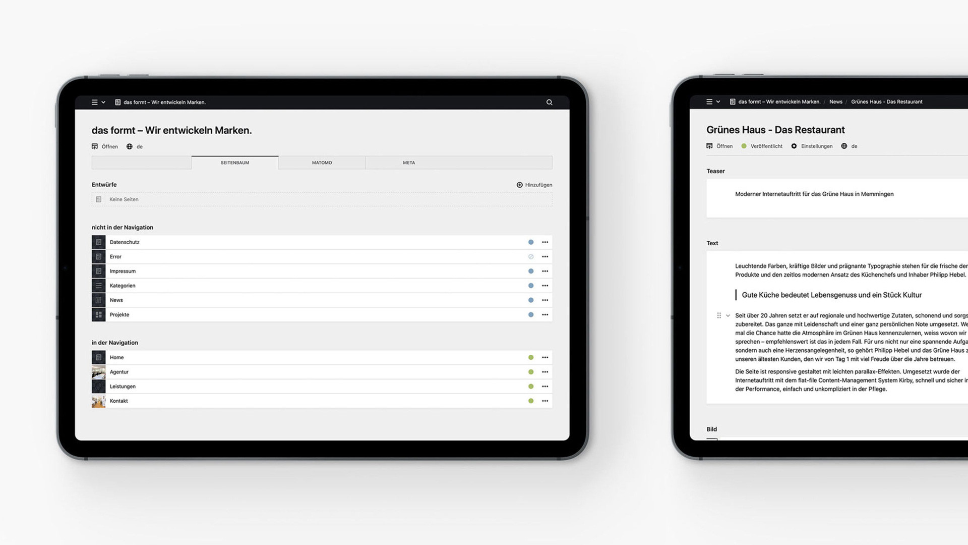Kirby Content-Management-System von der Internetagentur das formt aus München